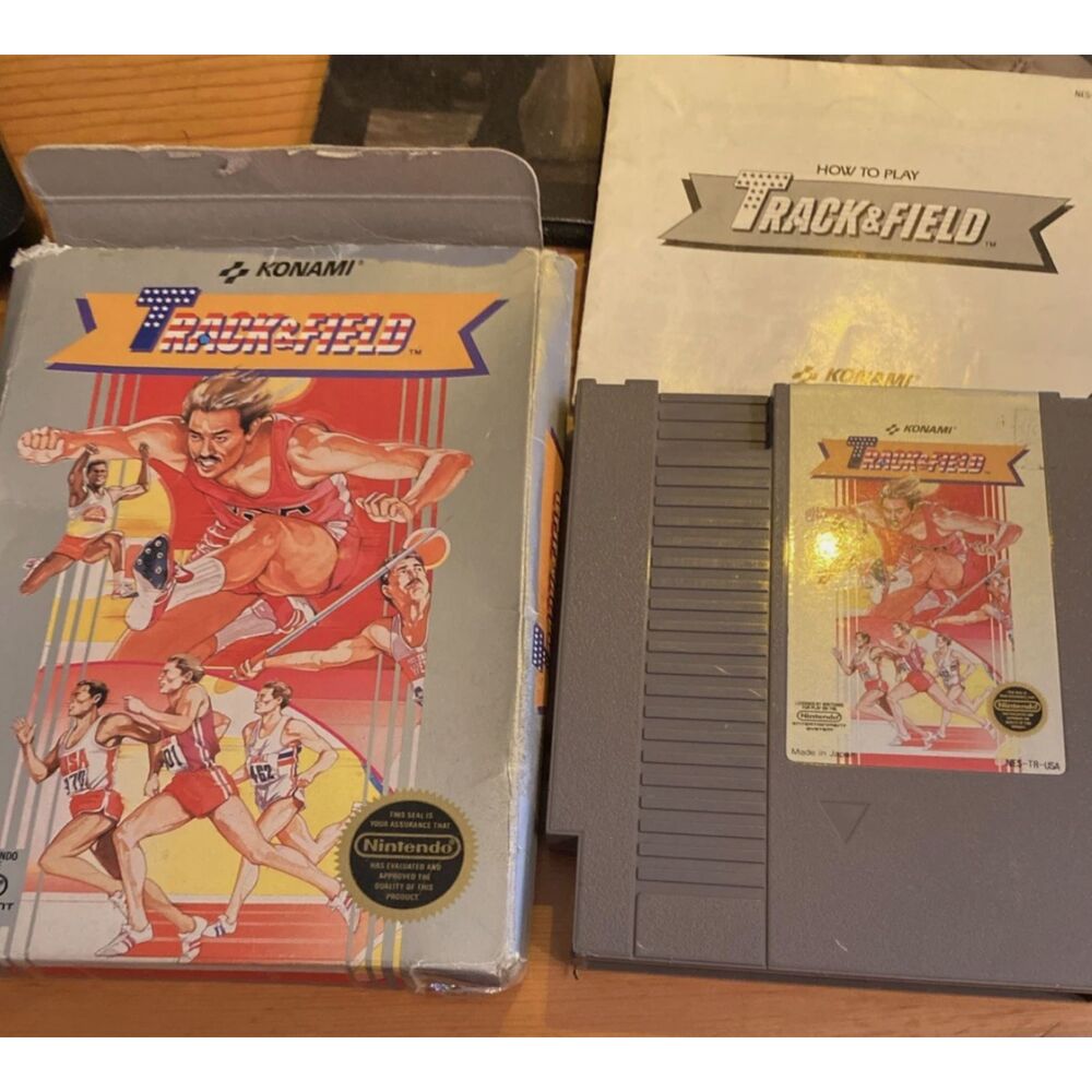NINTENDO TRACK & FIELD ORIGINAL BOX & MANUAL- WITH GAME 1987 NES